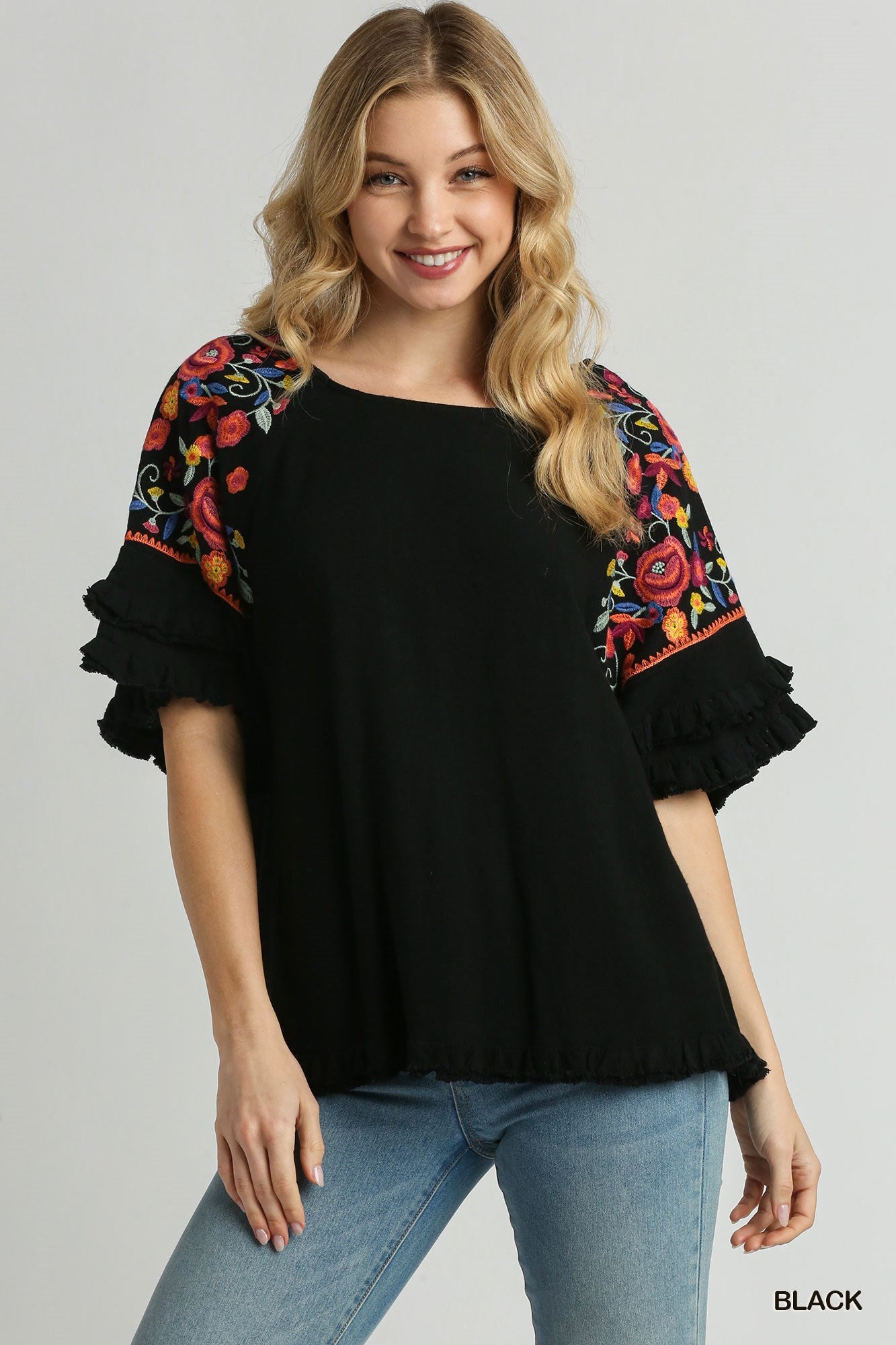 Embroidered Floral Top