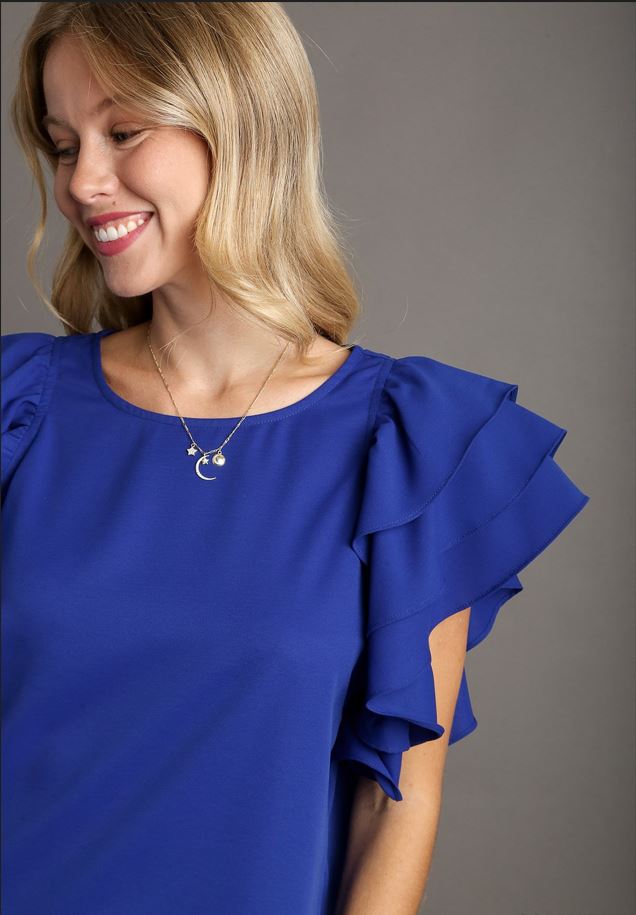 Blue Ruffle Top