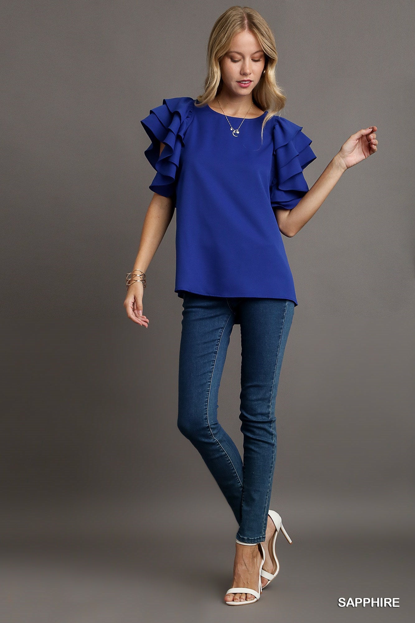 Blue Ruffle Top