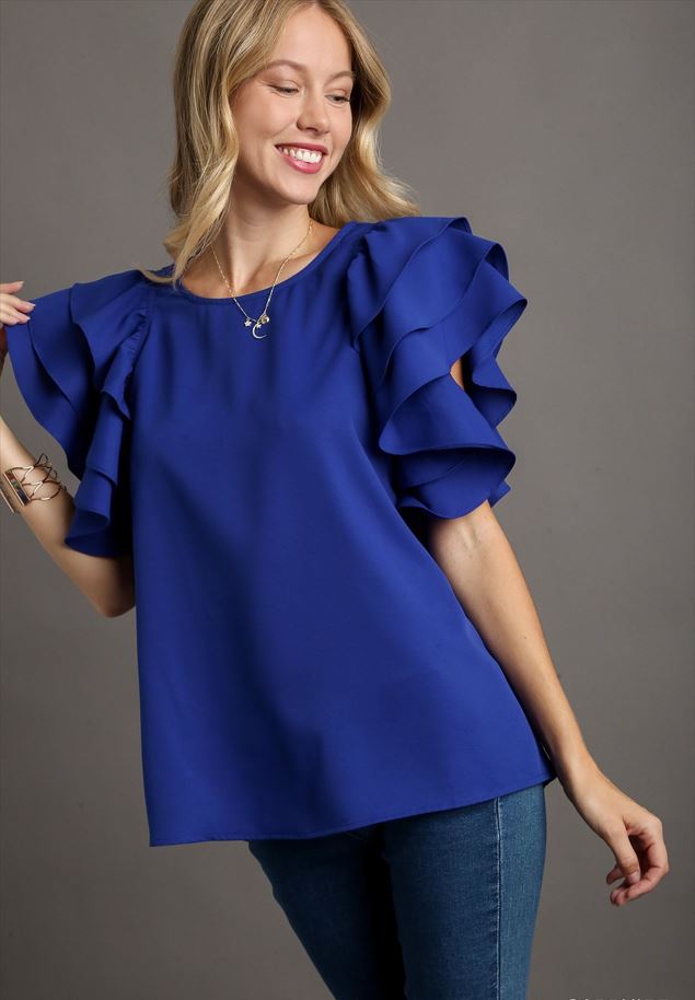 Blue Ruffle Top