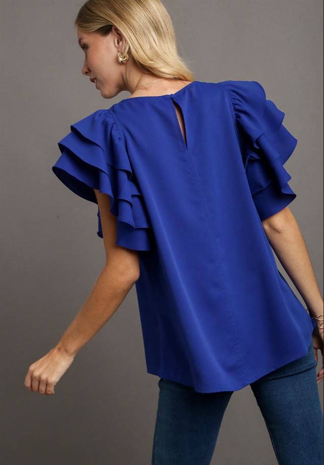 Blue Ruffle Top