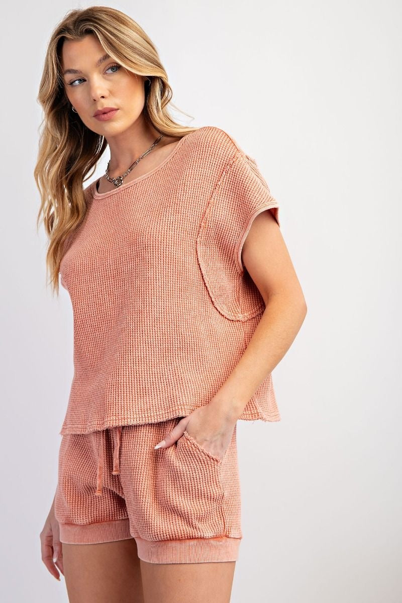Coral Mineral Washed Top