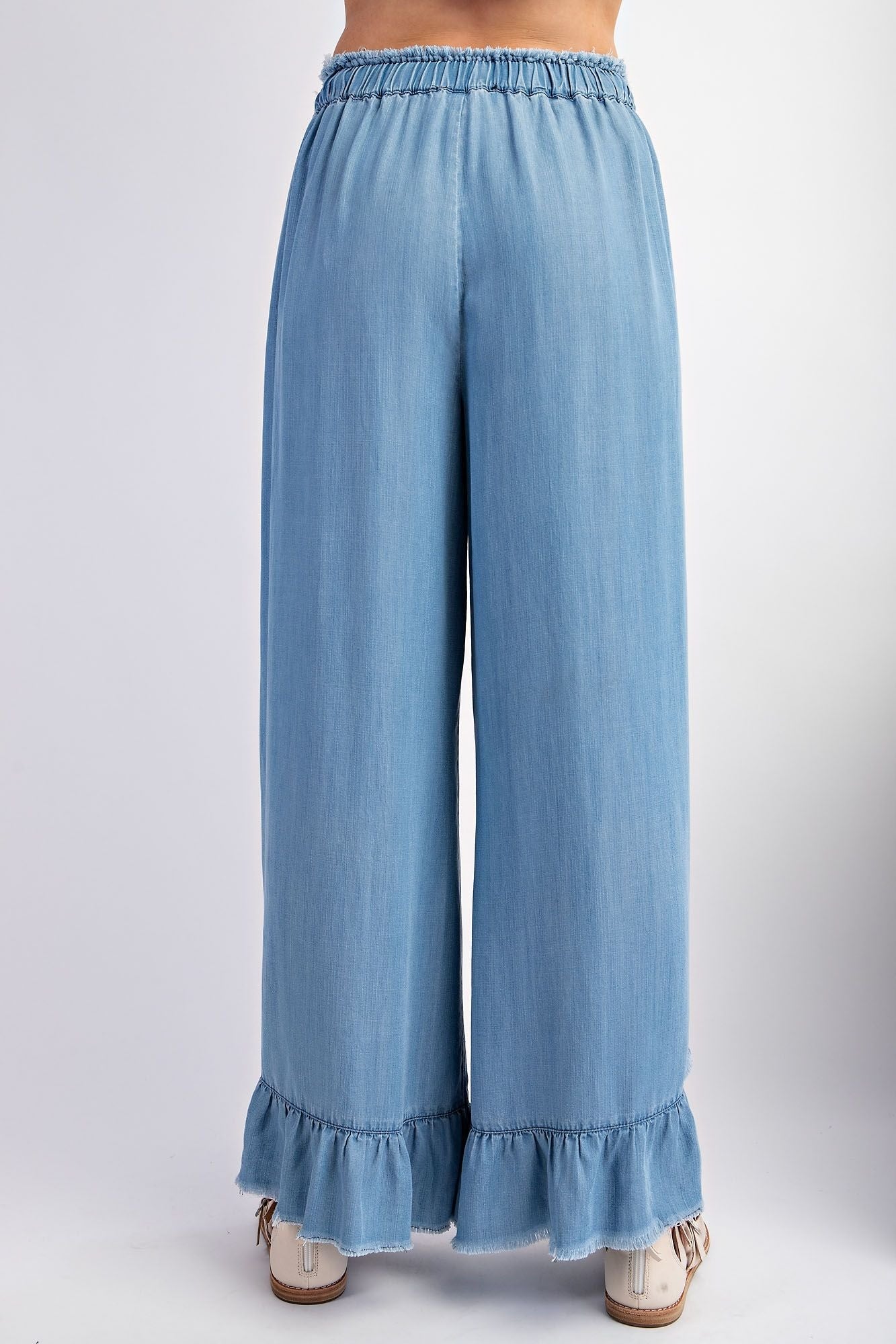 Chambray Ruffle Pants