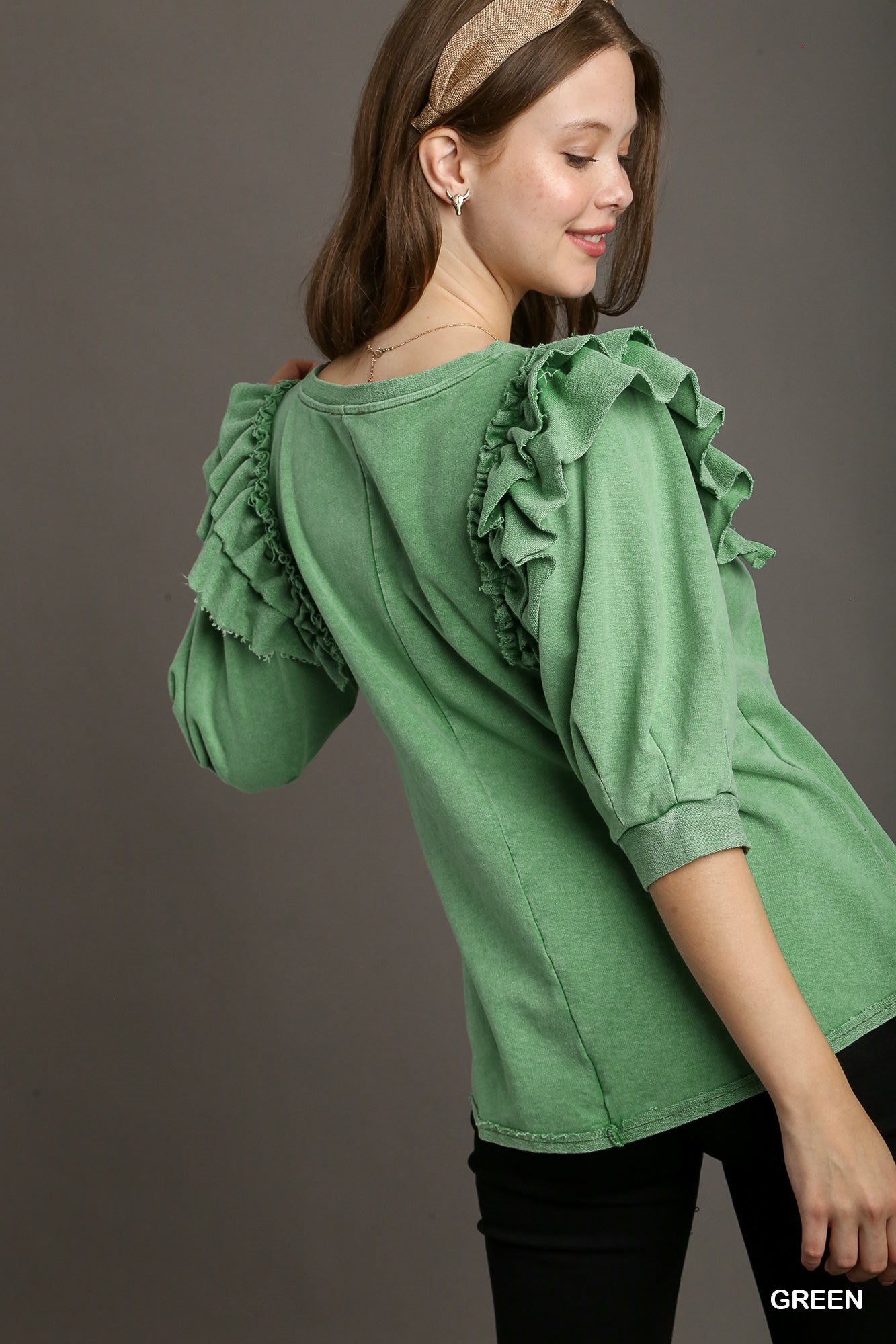 Green Ruffle Top