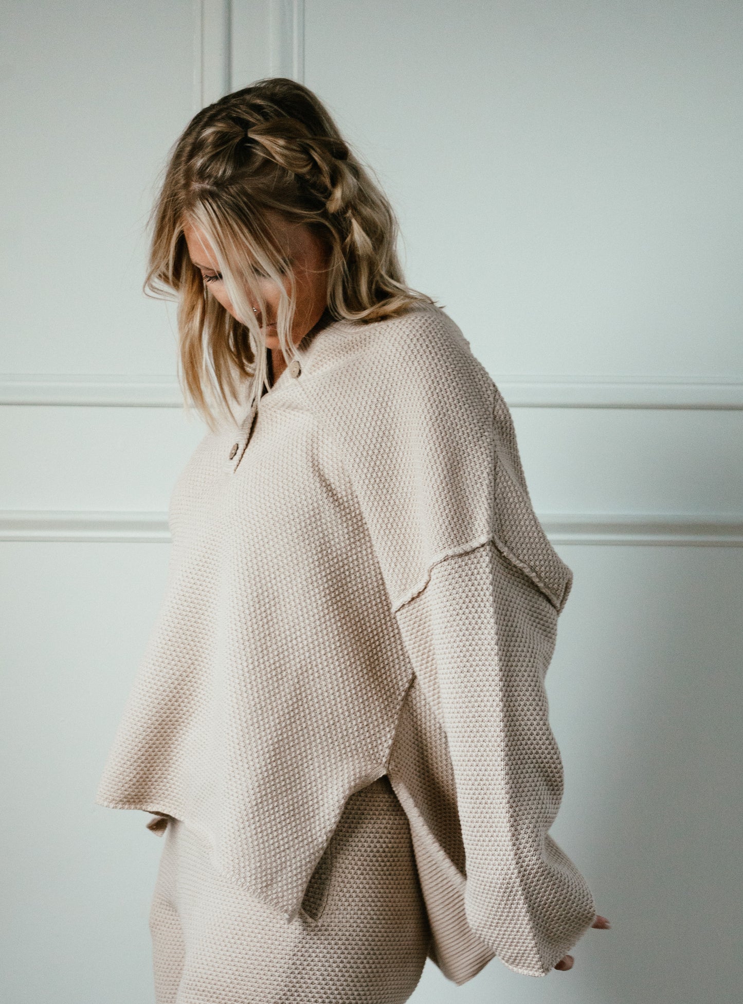 The Emerson Oversized Henley Sweater Top