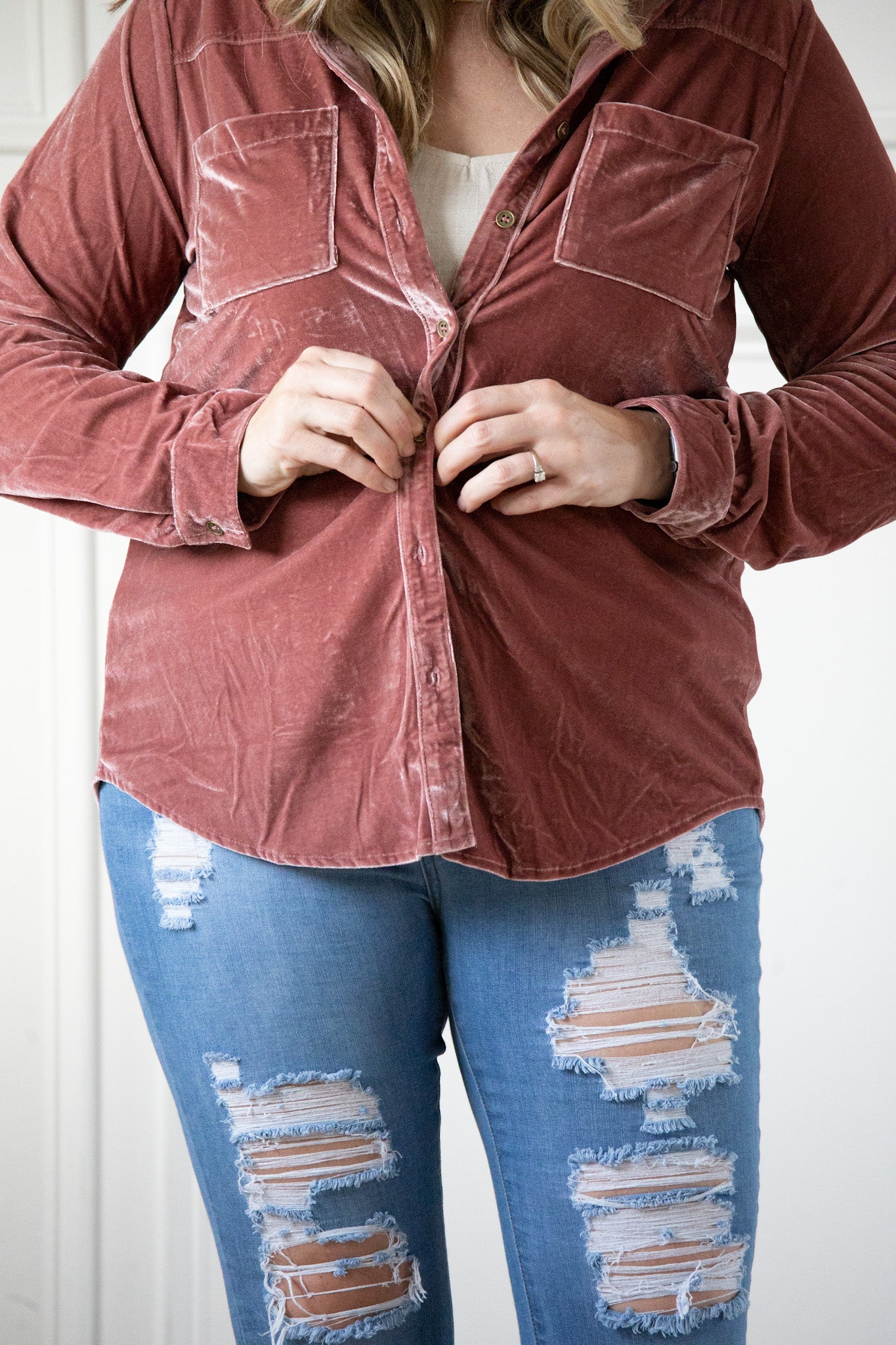 The Remy Velvet Button Up Shacket