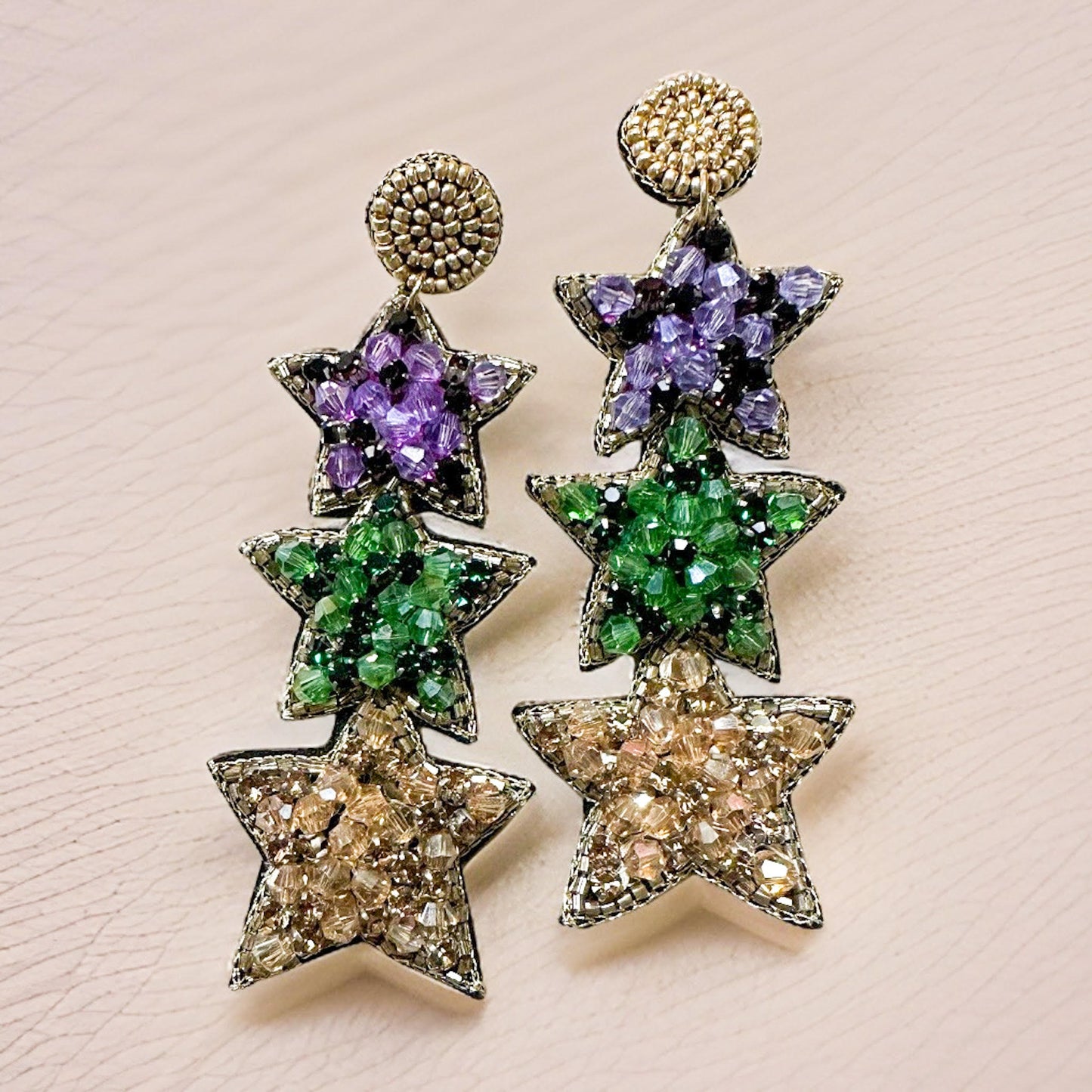 Beaded Mardi Gras Earrings