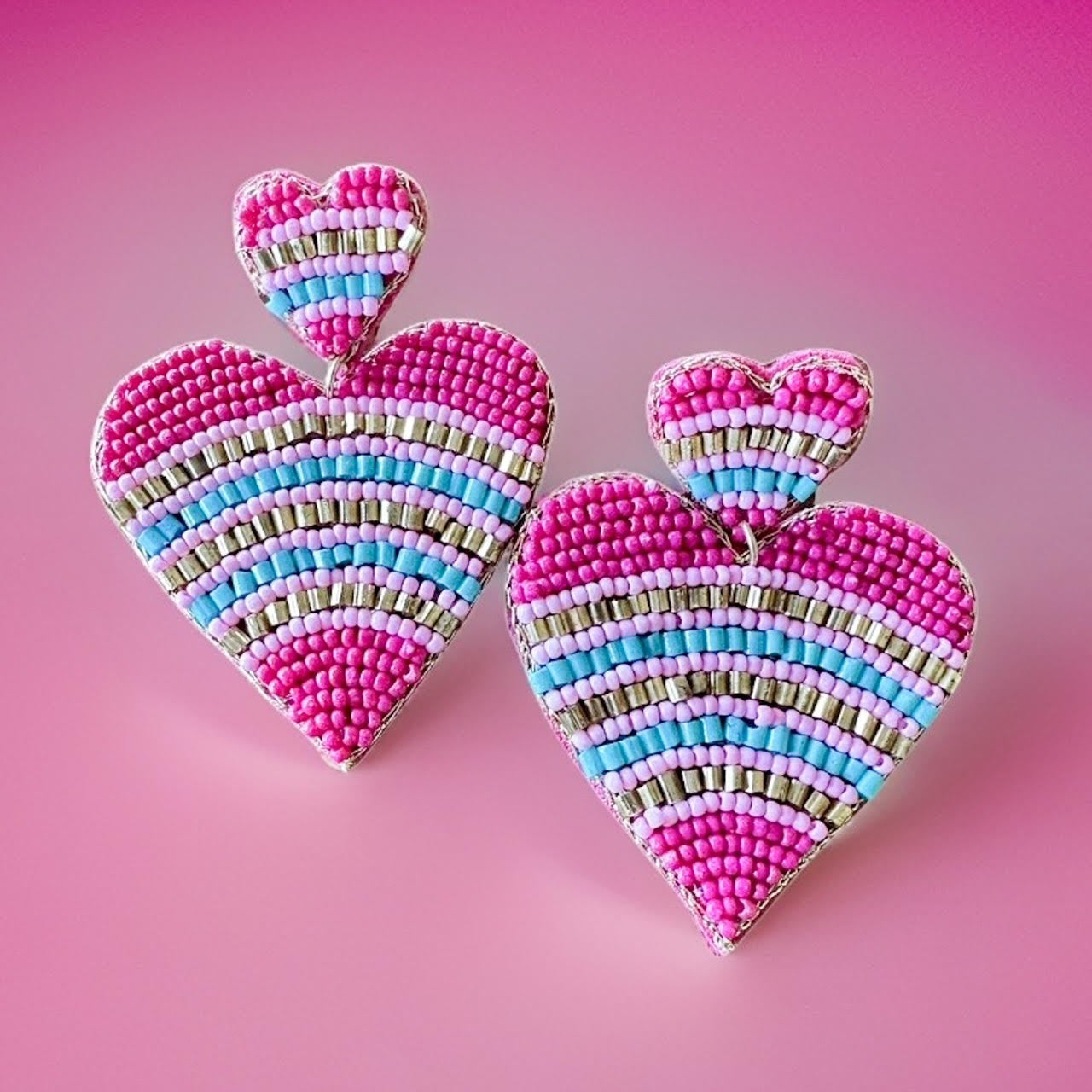 Beaded Heart Earrings