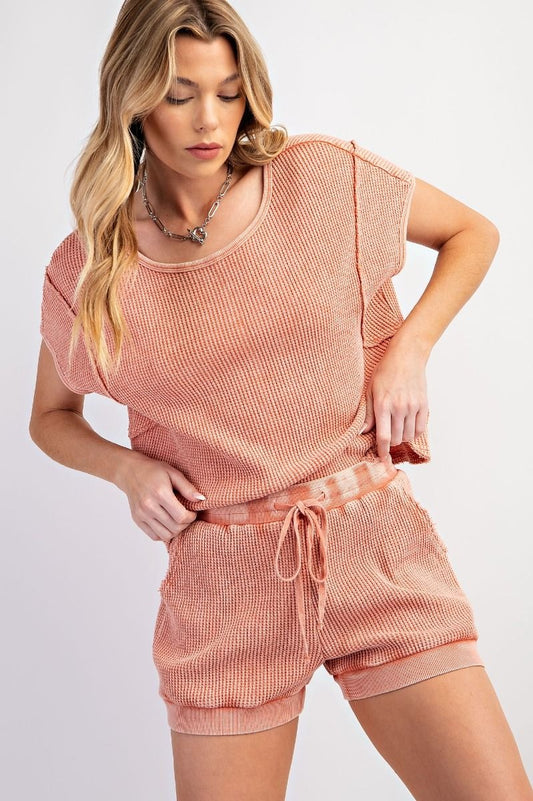 Coral Mineral Washed Top