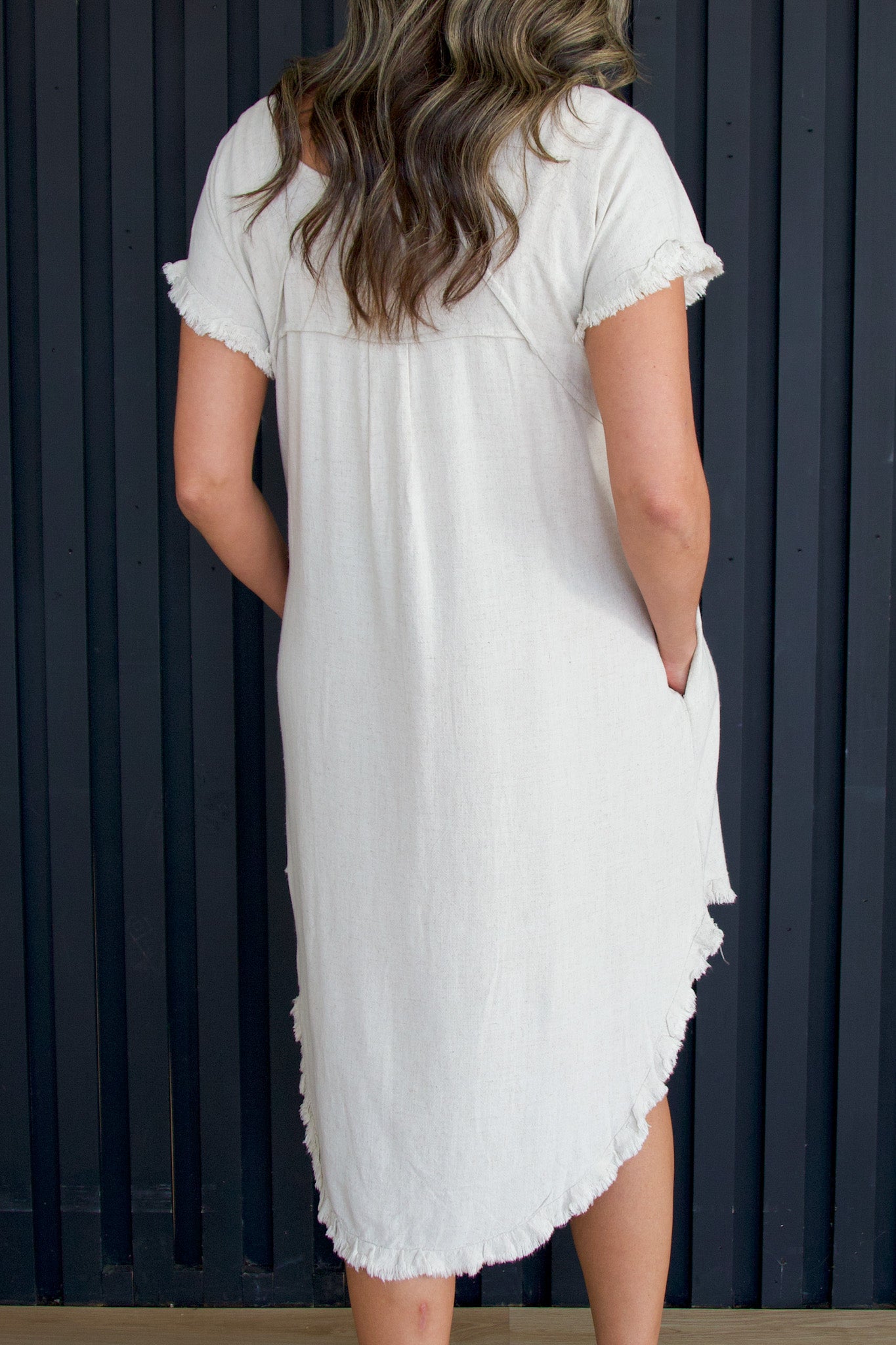 The Harlow Linen Hi Low Scoop Dress