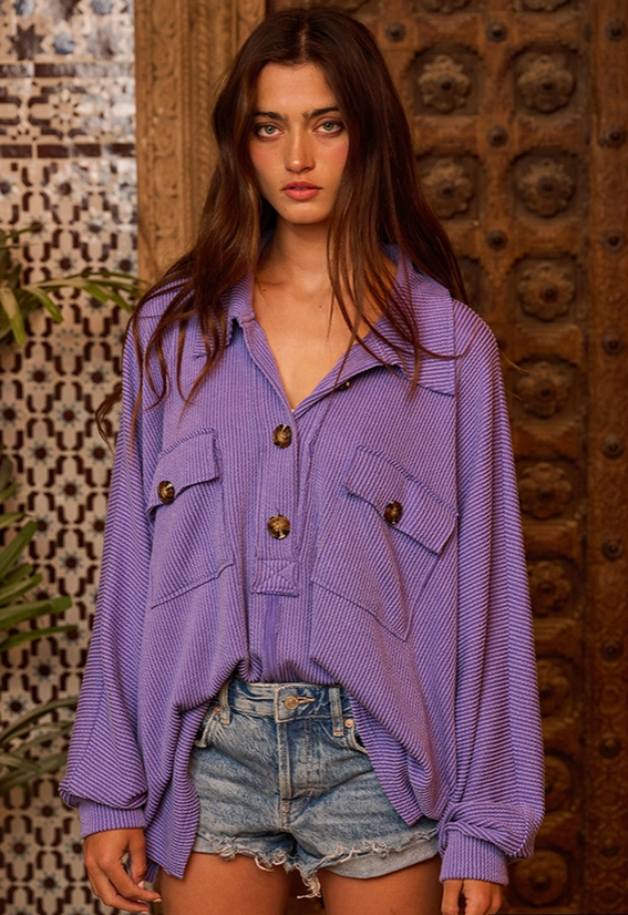 Periwinkle French Terry Knit Top